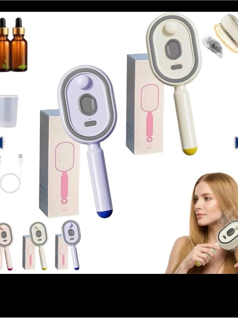 Electric Spray Retractable Air Cushion Comb - White